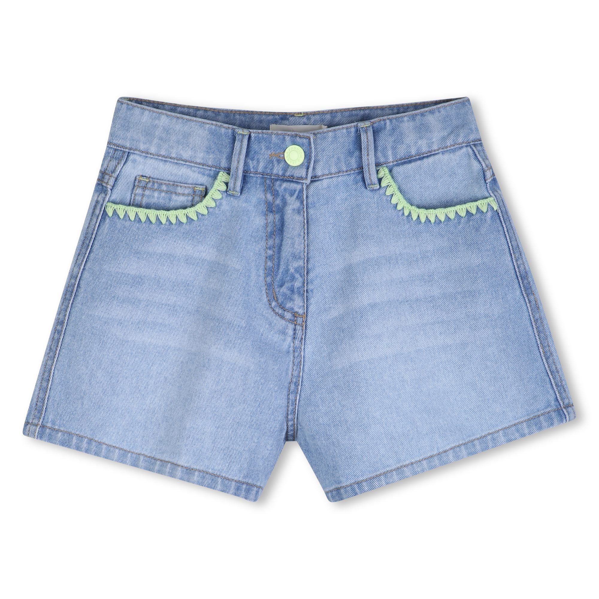 Embroidered Denim Shorts