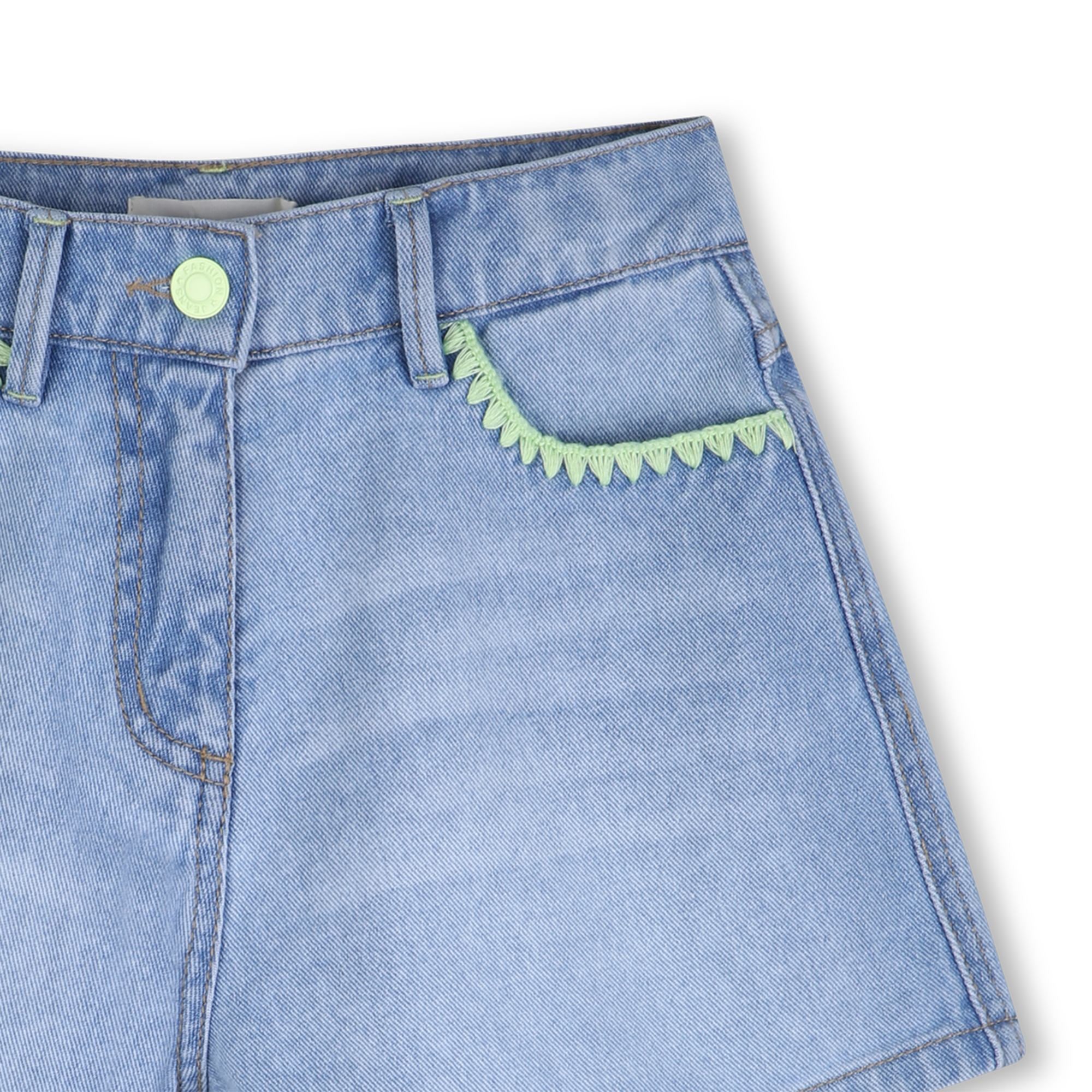 Embroidered Denim Shorts