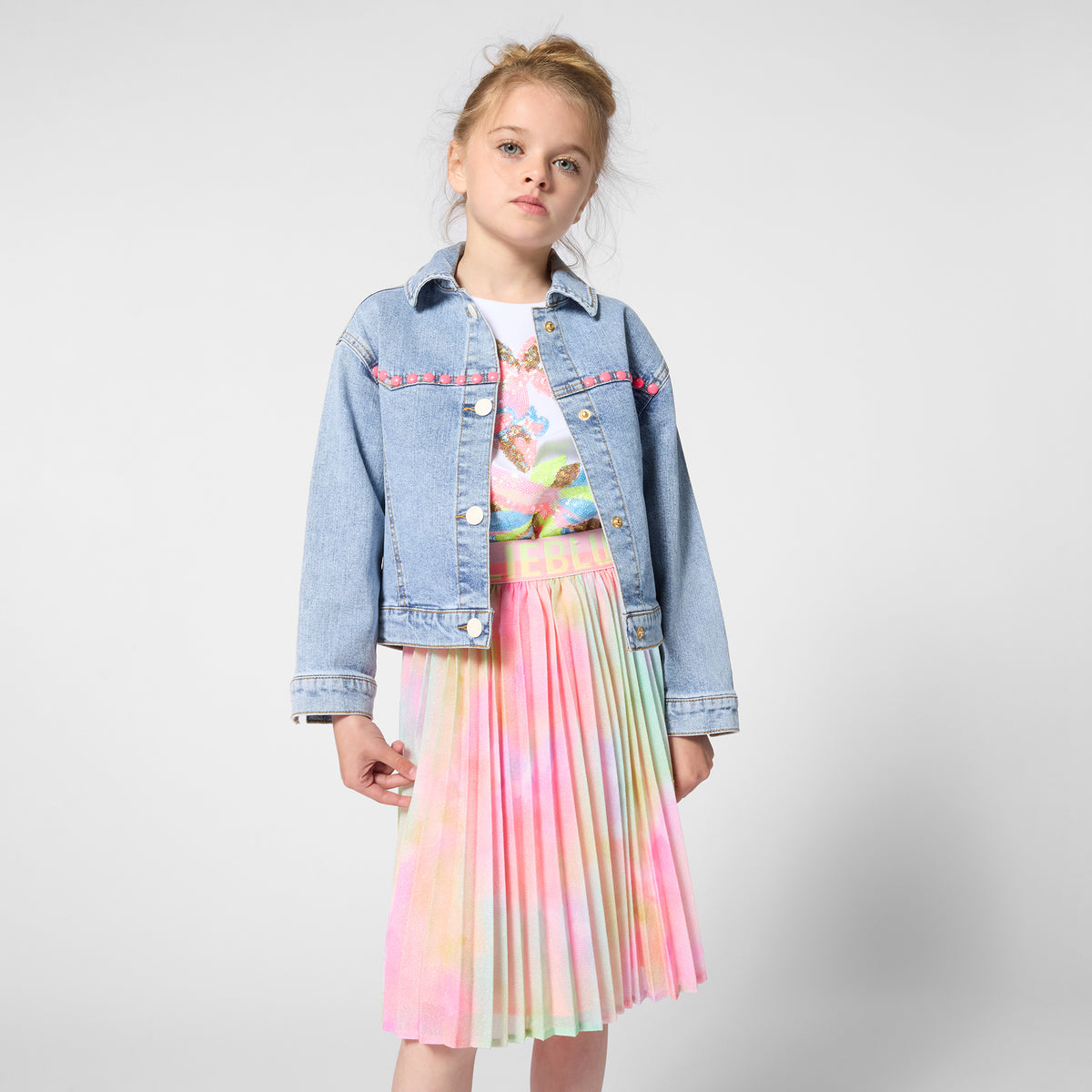 Glittery Pleated Logo Skirt