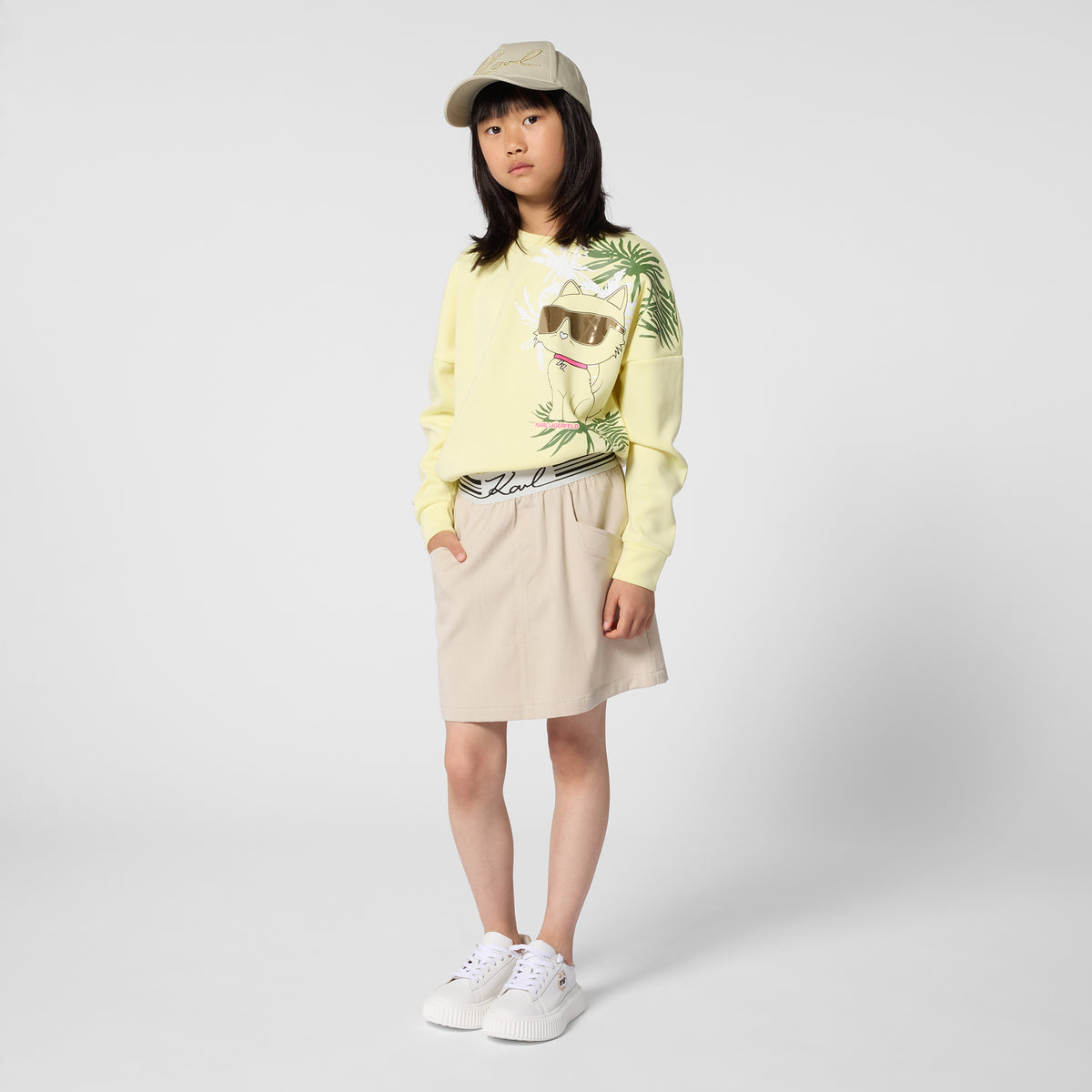 Logo Waistband Twill Skirt