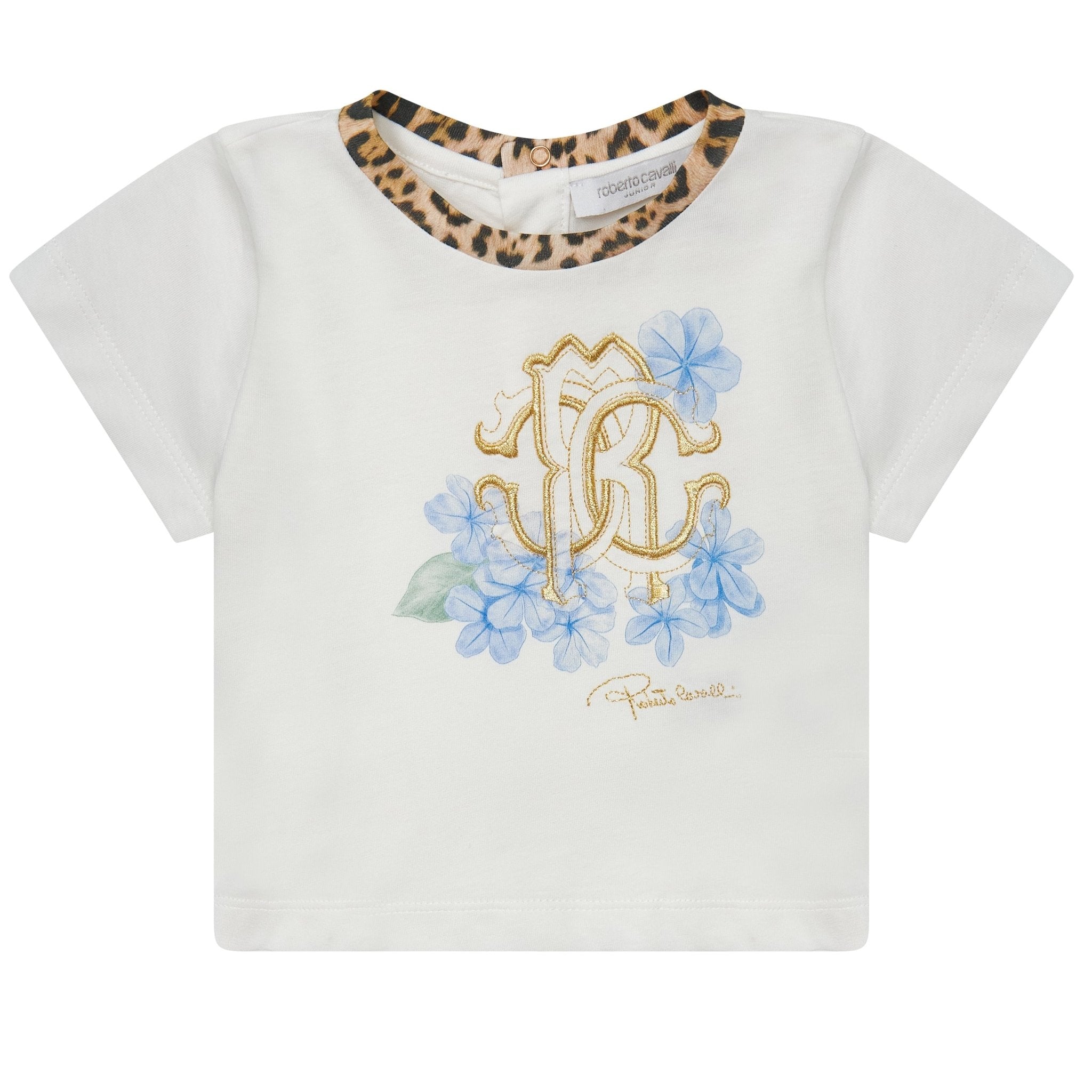 Roberto CavalliFloral & Monogram T-Shirt8053638323432SAVANNA
