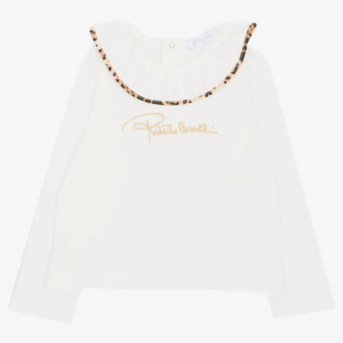 Roberto CavalliLogo Embroidered Ruffled T-Shirt8053638805709SAVANNA