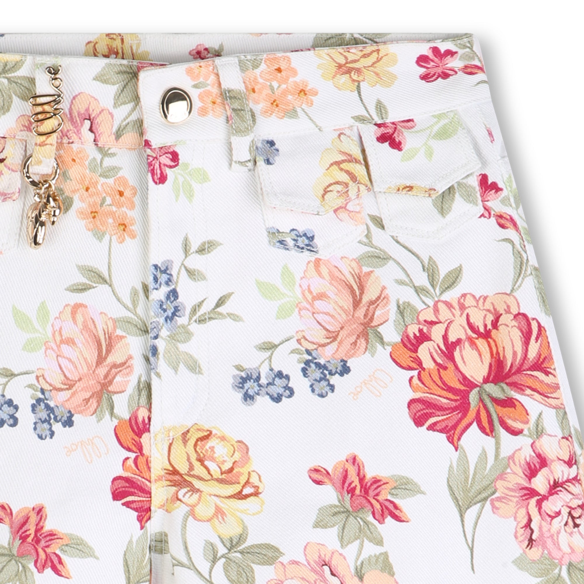 Floral Charm Denim Shorts