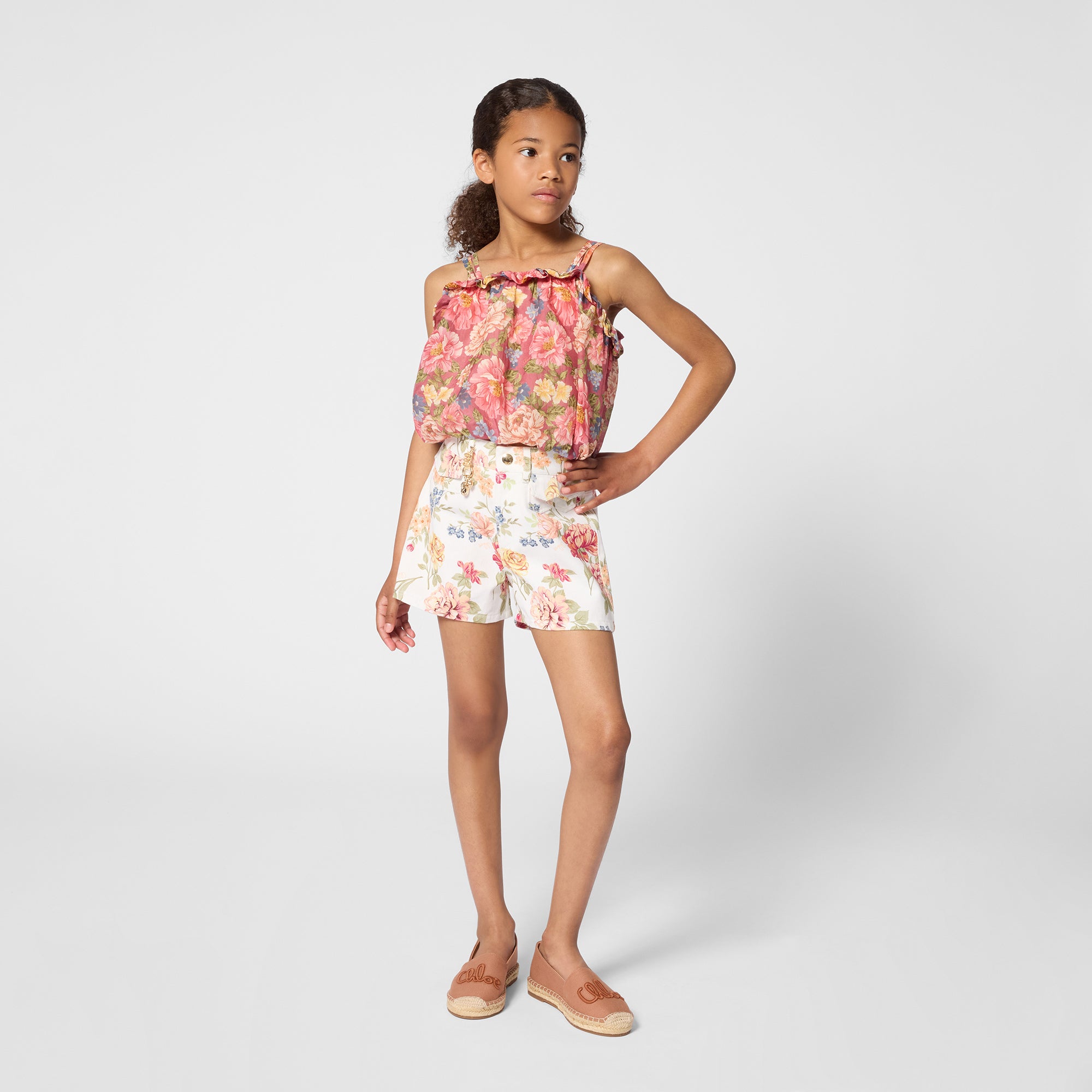 Floral Charm Denim Shorts