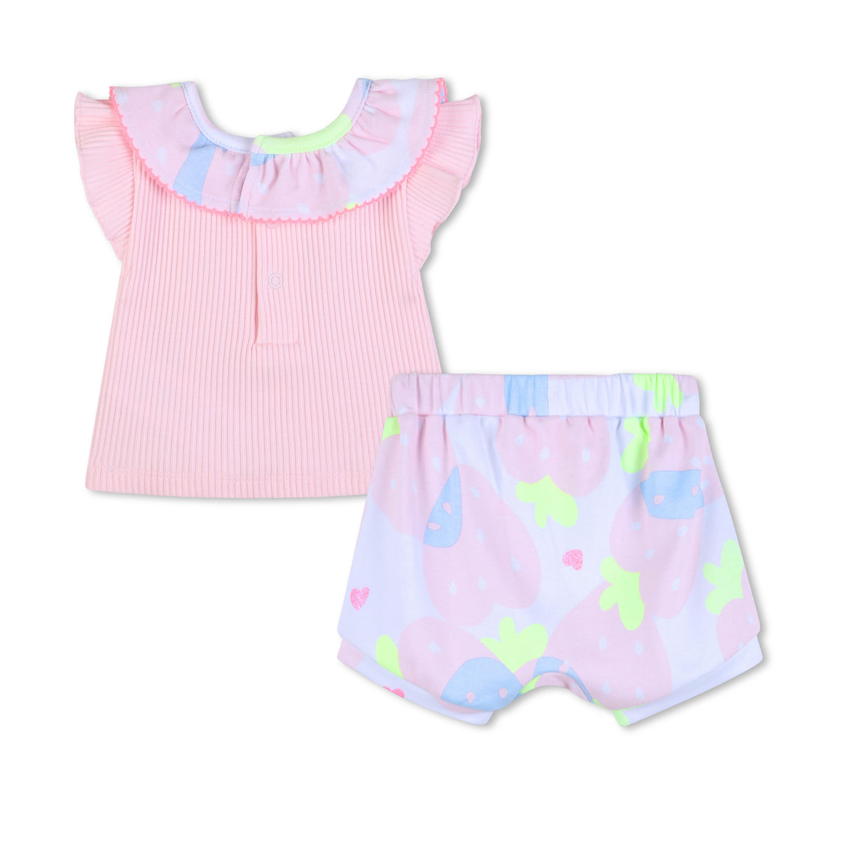 Ruffled Strawberry Shorts Set