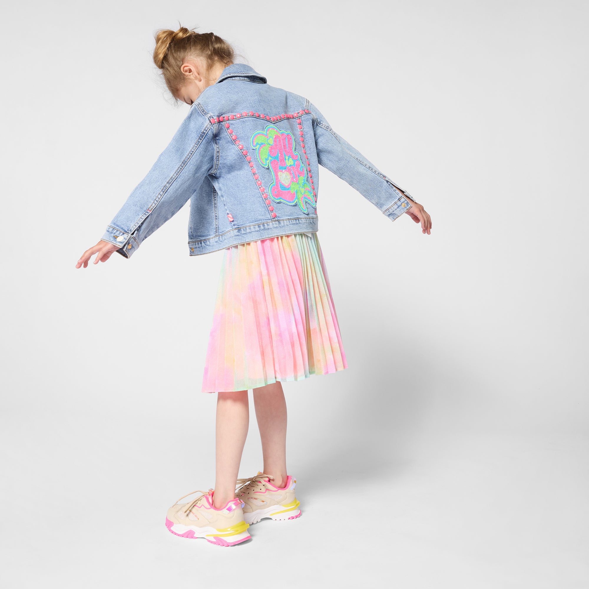 Glittery Pleated Logo Skirt