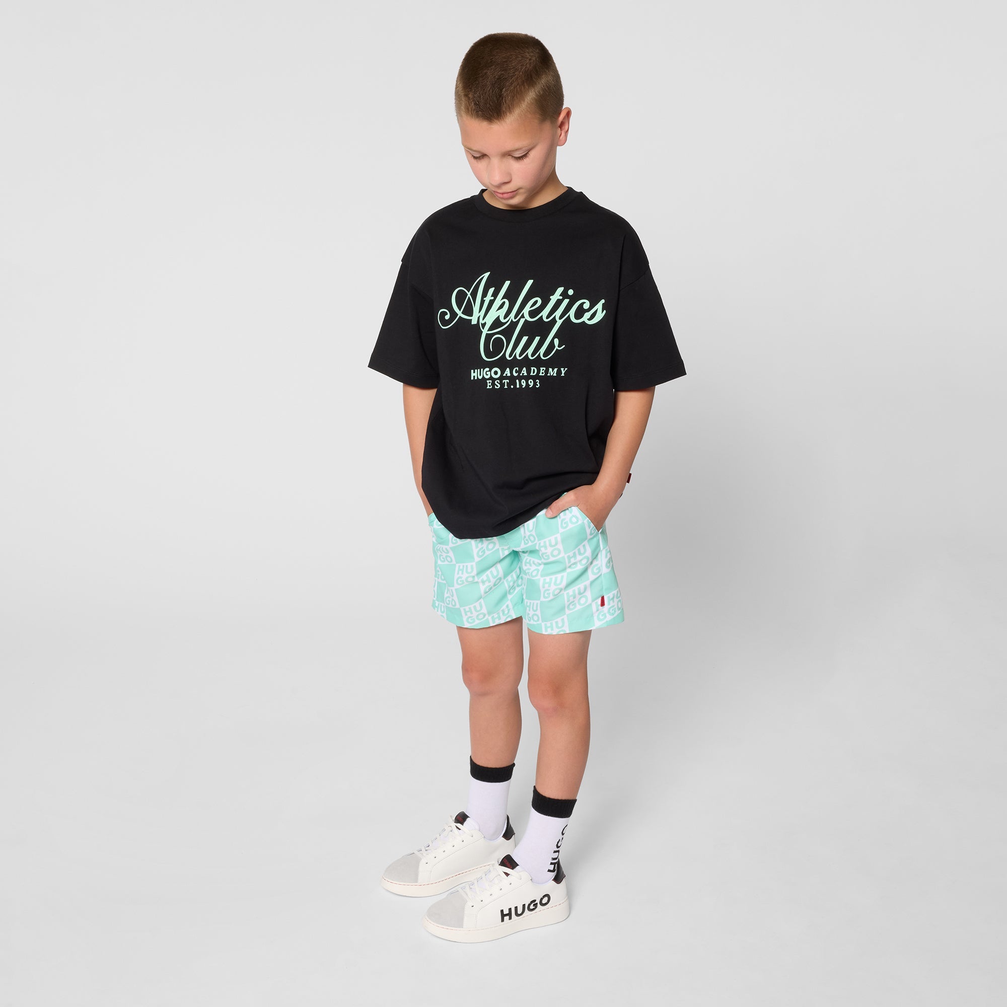 HUGOCheck Logo Swim Shorts3617165853494SAVANNA
