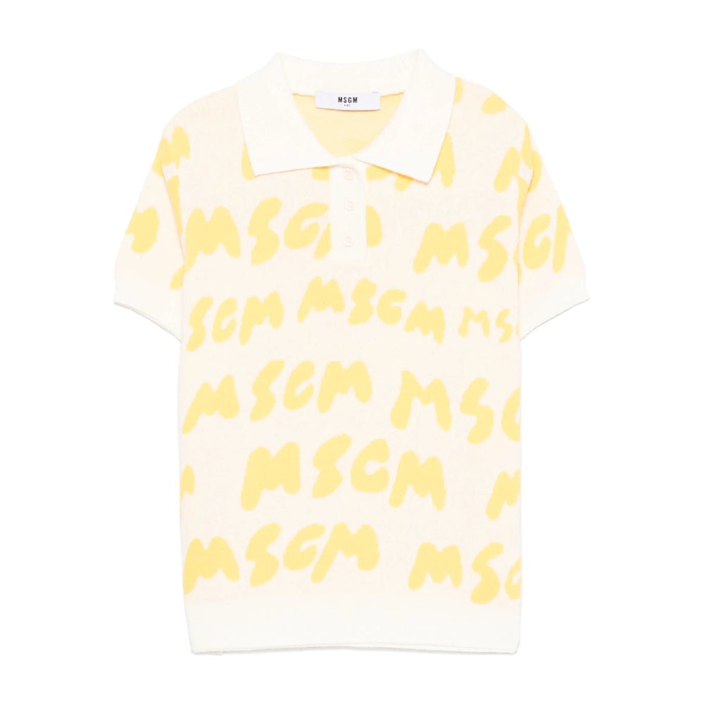 MSGMLogo Jacquard Polo Shirt8051883361780SAVANNA