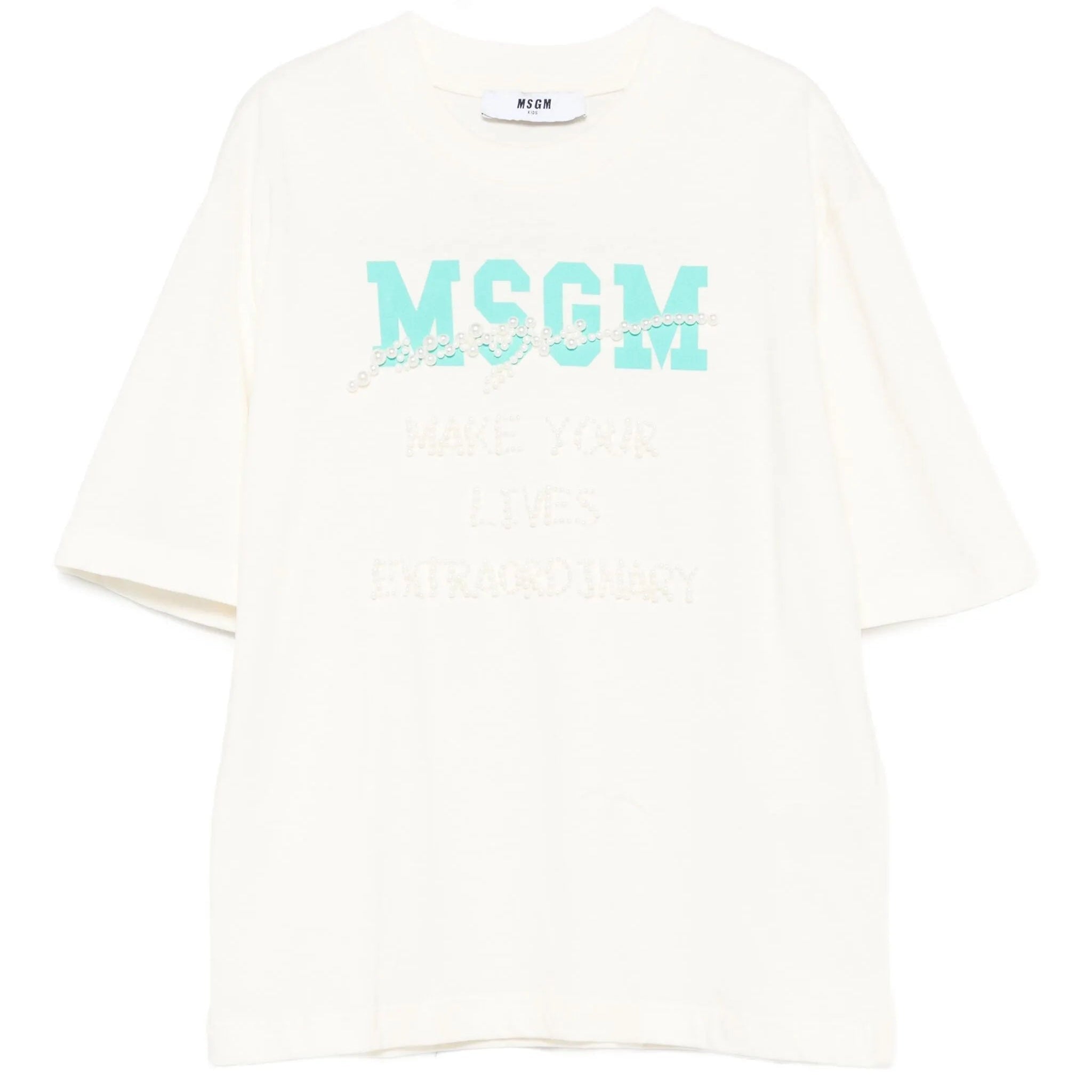 MSGMPearl Embellished Logo T-Shirt8051883390803SAVANNA