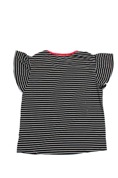 SAVANNAJersey Knit Striped Flutter Sleeve Tee TopSAVANNA